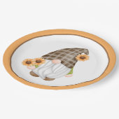 秋の格言とオレンジヒマワリ ペーパープレート (アングル)