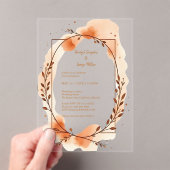 秋の桃の緑の水のカラーフレーム アクリル招待状 (インサイチュ (ポータブル))