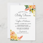 秋の桃フローラ愛らしい秋ベビーシャワー 招待状 (正面)