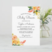 秋の桃フローラ愛らしい秋ベビーシャワー 招待状 (スタンド正面)