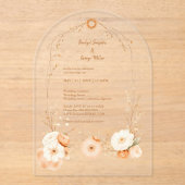 秋の桃フローラ水彩フレーム アクリル招待状 (正面)