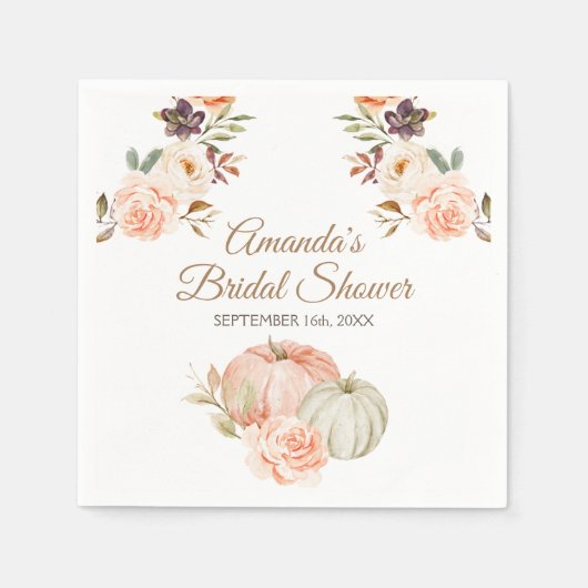秋の桃色と緑のトマトのクラシカルな花 スタンダードカクテルナプキン (正面)
