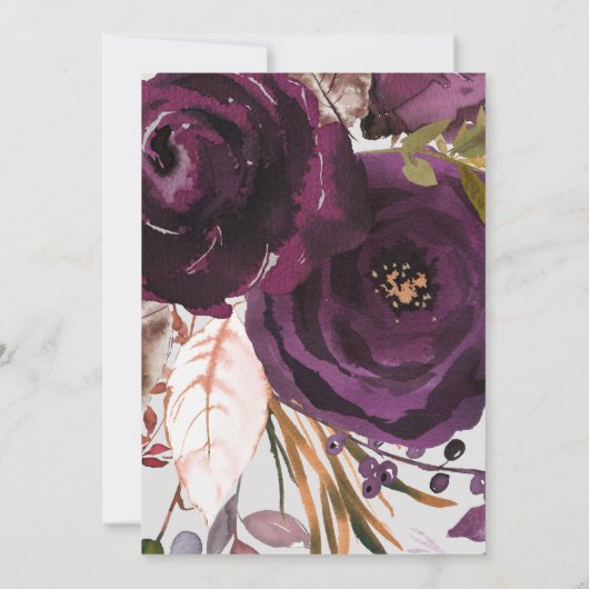 秋の梅の結婚式の日付水の色ボホ保存 招待状 (裏面)