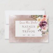 秋の梅フローラブーケ日付カードを保存 セーブザデート (正面)