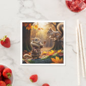 秋の森でチムンクが出会う|過去記事 スタンダードカクテルナプキン (インサイチュ)