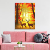 秋の森で二頭の鹿 キャンバスプリント (インサイチュ (リビング))