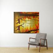 秋の森で二頭の鹿 タペストリー (インサイチュ(横))