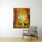 秋の森で二頭の鹿 タペストリー (インサイチュ)