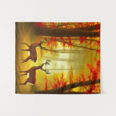 秋の森で二頭の鹿 タペストリー (正面(横))