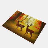 秋の森で二頭の鹿 ドアマット (アングル)