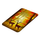 秋の森で二頭の鹿 マグネット (左側)