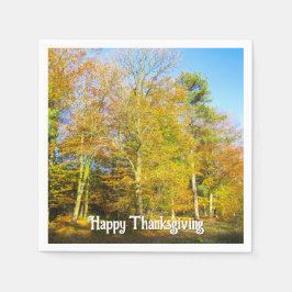 秋の森とサンシャイン – カスタムサンクスギビング スタンダードカクテルナプキン