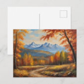 秋の森と山の風景 ポストカード (正面/裏面)
