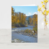 秋の森と川の情景グリーティングカード カード (黄色い花)
