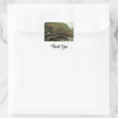 秋の森と川の風景ありがとう スクエアシール (バッグ)