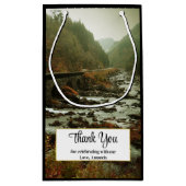 秋の森と川の風景ありがとう スモールペーパーバッグ (裏面)