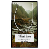 秋の森と川の風景ありがとう スモールペーパーバッグ (正面)