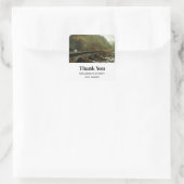 秋の森と川の風景パーティーありがとう スクエアシール (バッグ)