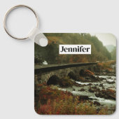 秋の森と川の風景 キーホルダー (正面)