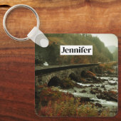 秋の森と川の風景 キーホルダー (正面)
