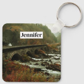 秋の森と川の風景 キーホルダー (裏面)