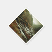 秋の森と川の風景 スタンダードカクテルナプキン (角)