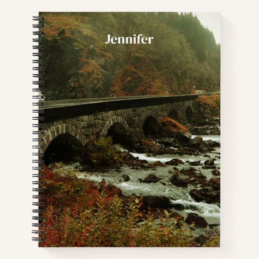 秋の森と川の風景 ノートブック (正面)