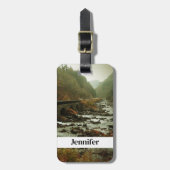 秋の森と川の風景 ラゲッジタグ (正面縦)