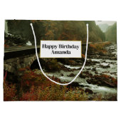 秋の森と川の風景 ラージペーパーバッグ (裏面)