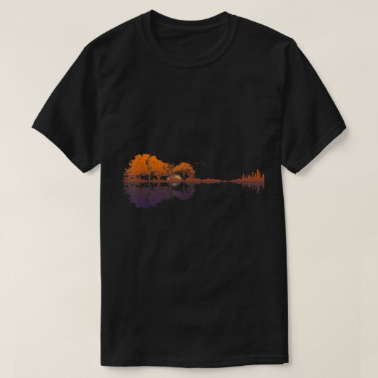 秋の森と都市の反射アート Tシャツ (デザイン正面)