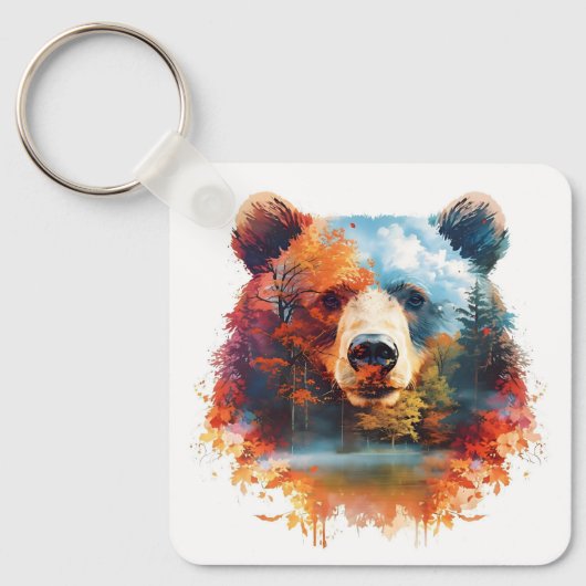 秋の森に忍び込む キーホルダー (正面)