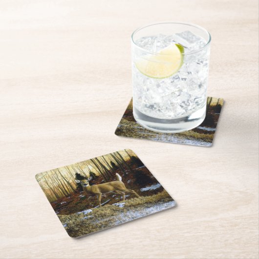 秋の森に生息するシジラシカ スクエアペーパーコースター (インサイチュ)