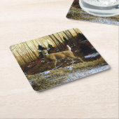 秋の森に生息するシジラシカ スクエアペーパーコースター (アングル)
