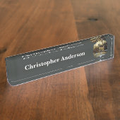 秋の森に生息するシジラシカ デスクネームプレート (側面)