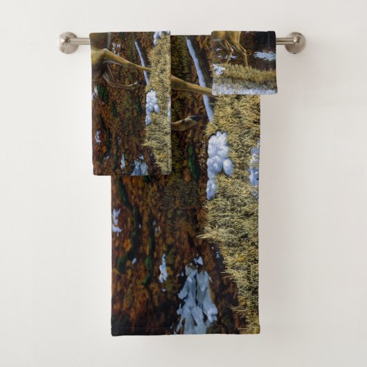 秋の森に生息するシジラシカ バスタオルセット (インサイチュ)