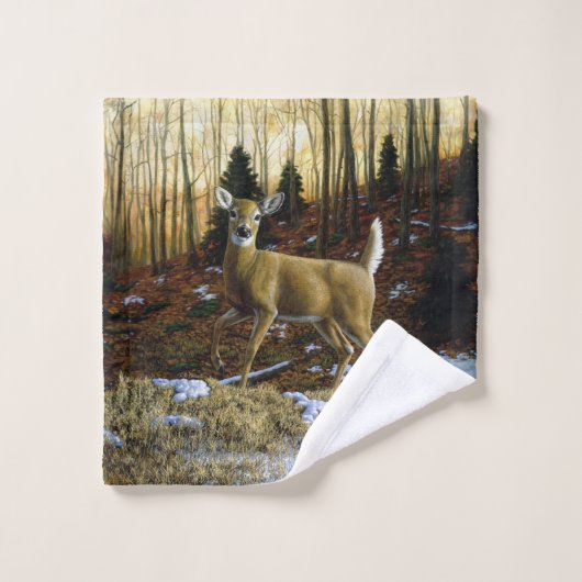秋の森に生息するシジラシカ バスタオルセット (ウォッシュタオル)