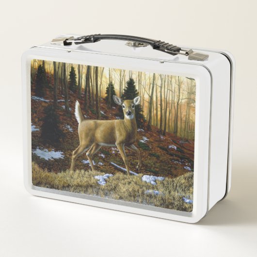 秋の森に生息するシジラシカ メタルランチボックス (裏面)