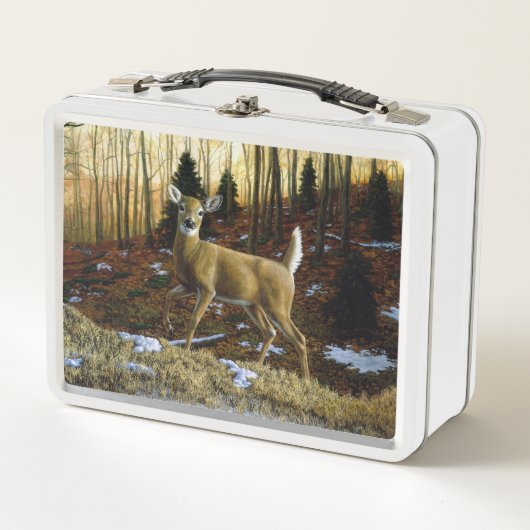 秋の森に生息するシジラシカ メタルランチボックス (正面)