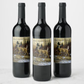 秋の森に生息するシジラシカ ワインラベル (ボトル)