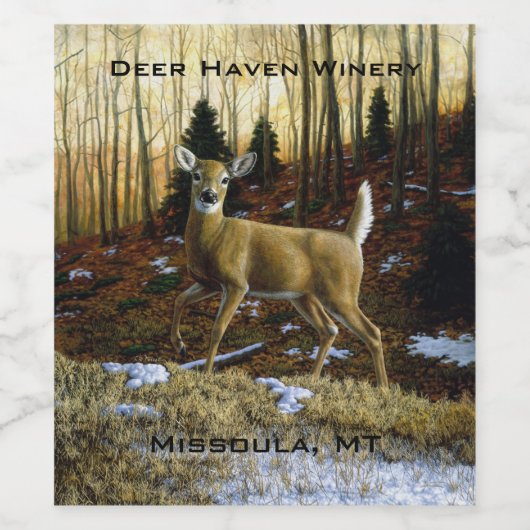 秋の森に生息するシジラシカ ワインラベル (シングルラベル)