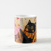 秋の森に遊おける動物カップ コーヒーマグカップ (中央)