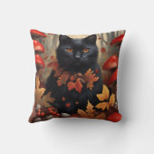 秋の森のかわいい黒猫 クッション (裏面)