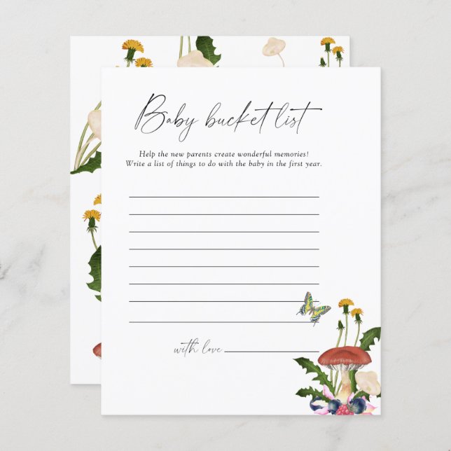 秋の森のキノコ – ベビーバケットリストゲーム (正面/裏面)