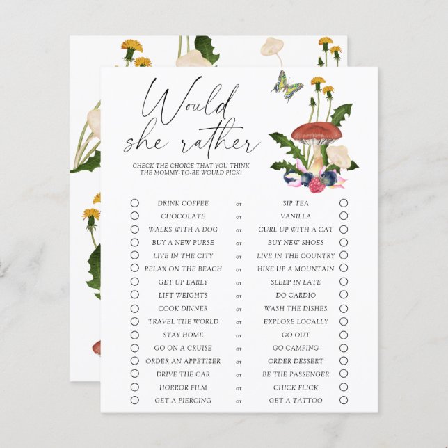 秋の森のキノコ – 彼女はむしろゲーム (正面/裏面)