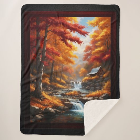 秋の森のキャビンAIコンセプトアートby Xzendor7 シェルパブランケット (正面)