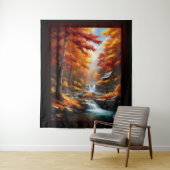 秋の森のキャビンAIコンセプトアートby Xzendor7 タペストリー (インサイチュ)