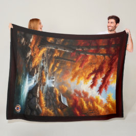 秋の森のキャビンAIコンセプトアートby Xzendor7 フリースブランケット