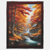 秋の森のキャビンAIコンセプトアートby Xzendor7 フリースブランケット (正面)