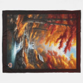 秋の森のキャビンAIコンセプトアートby Xzendor7 フリースブランケット (正面(横))