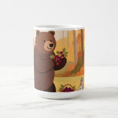 秋の森のクマとウサギ コーヒーマグカップ (中央)